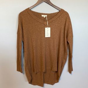Camel Brown Lightweight V-Neck Sweater
